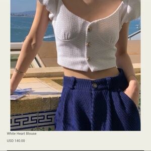 Kfashion/ Jfashion Seooocookie White Button-Up Heart Blouse Women’s Top Size S